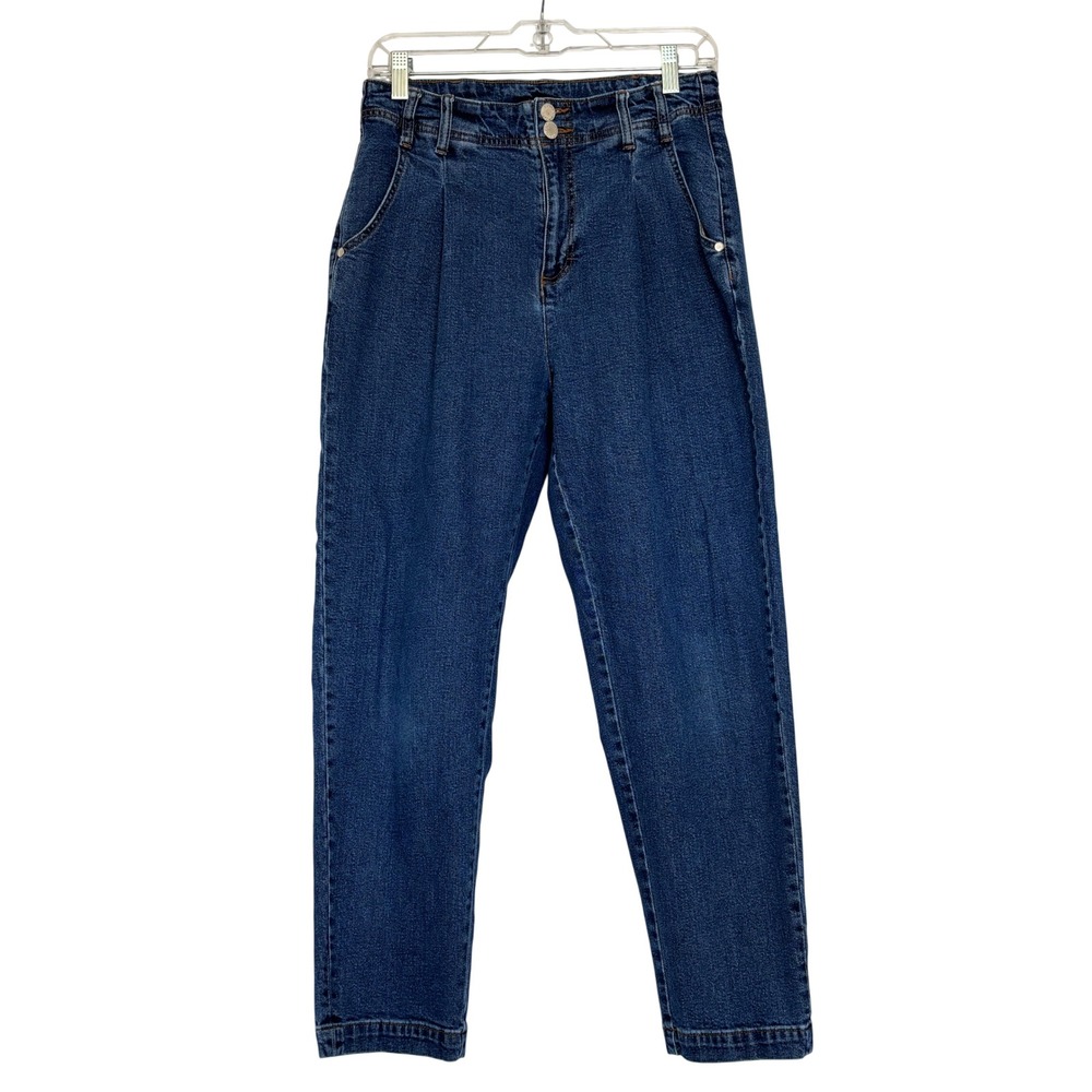 On 34th Womens High Rise Pleated Tapered Jeans 90's Blue Medium Wash Size 8/29
